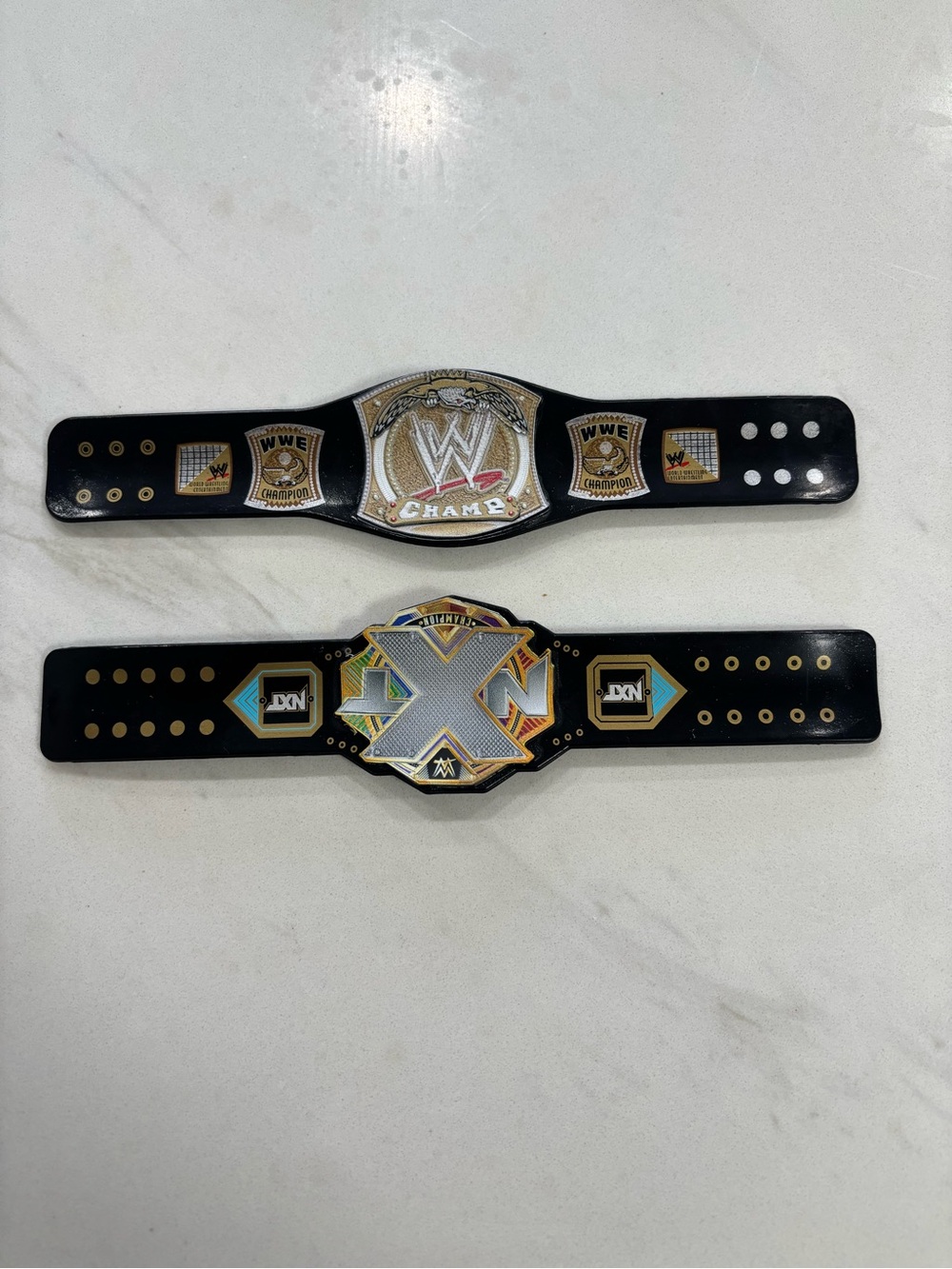 WWE Spinner & NXT 2.0 Championship Finger Belts Lot Mattel Scale